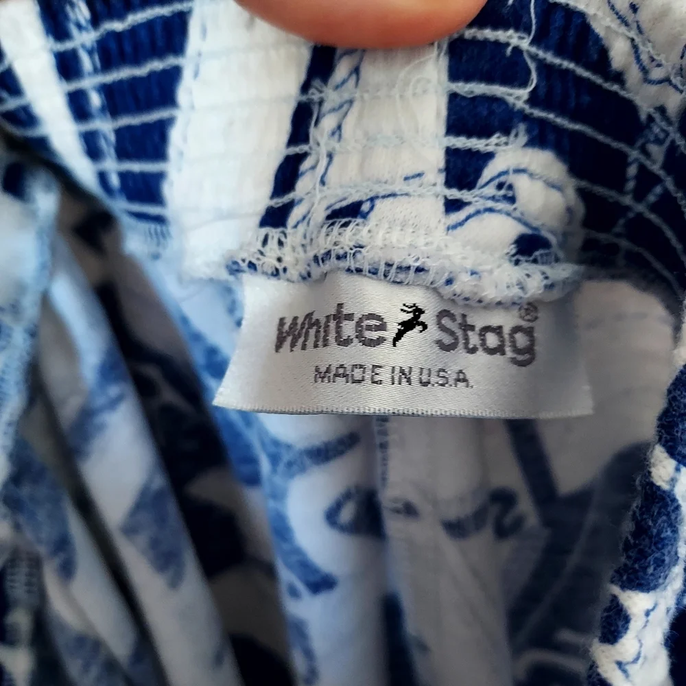 Blue & White Seafaring Nautical Circle Skirt Med Cruise Travel Coastal Resort